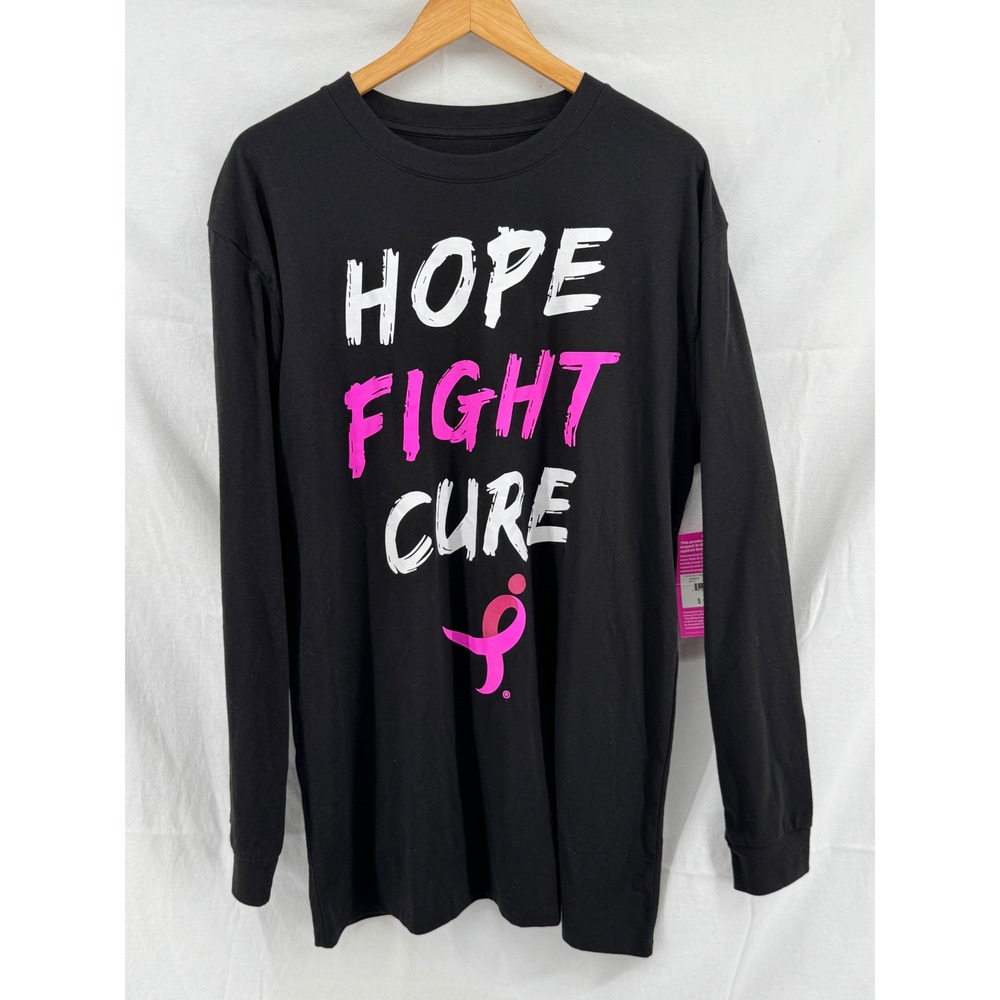 Susan G. Komen Breast Cancer Awareness Long Sleeve Shirt Black Hope Fight Cure L